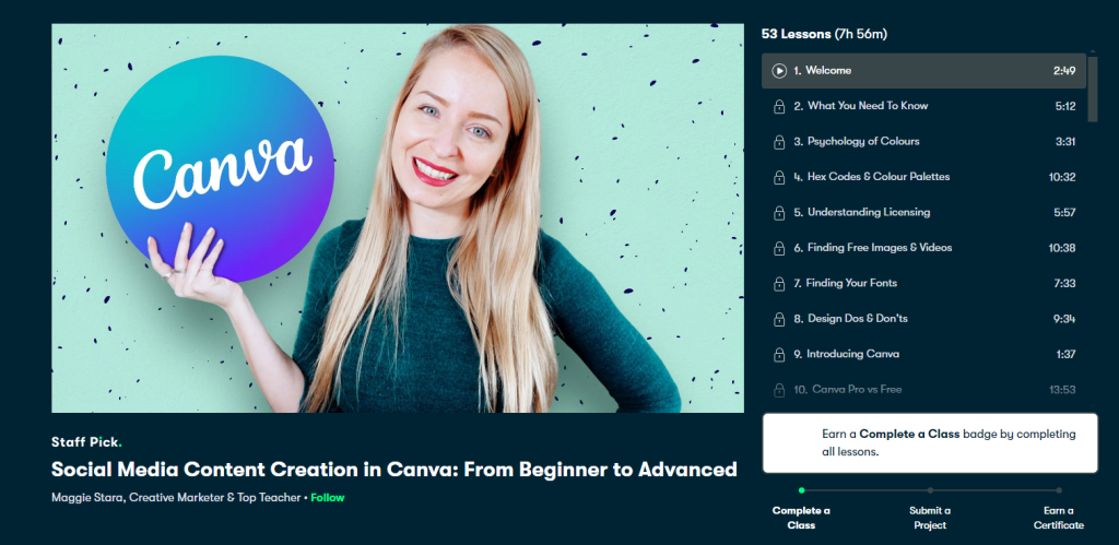 Social Media Content Creation in Canva: From Beginner to Advanced: Best Skillshare Courses